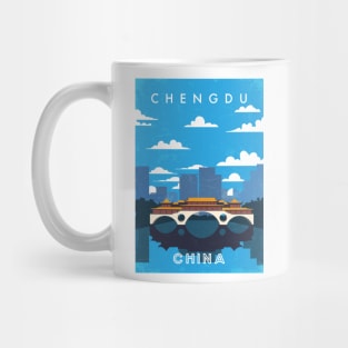 Chengdu, China. Retro travel poster Mug